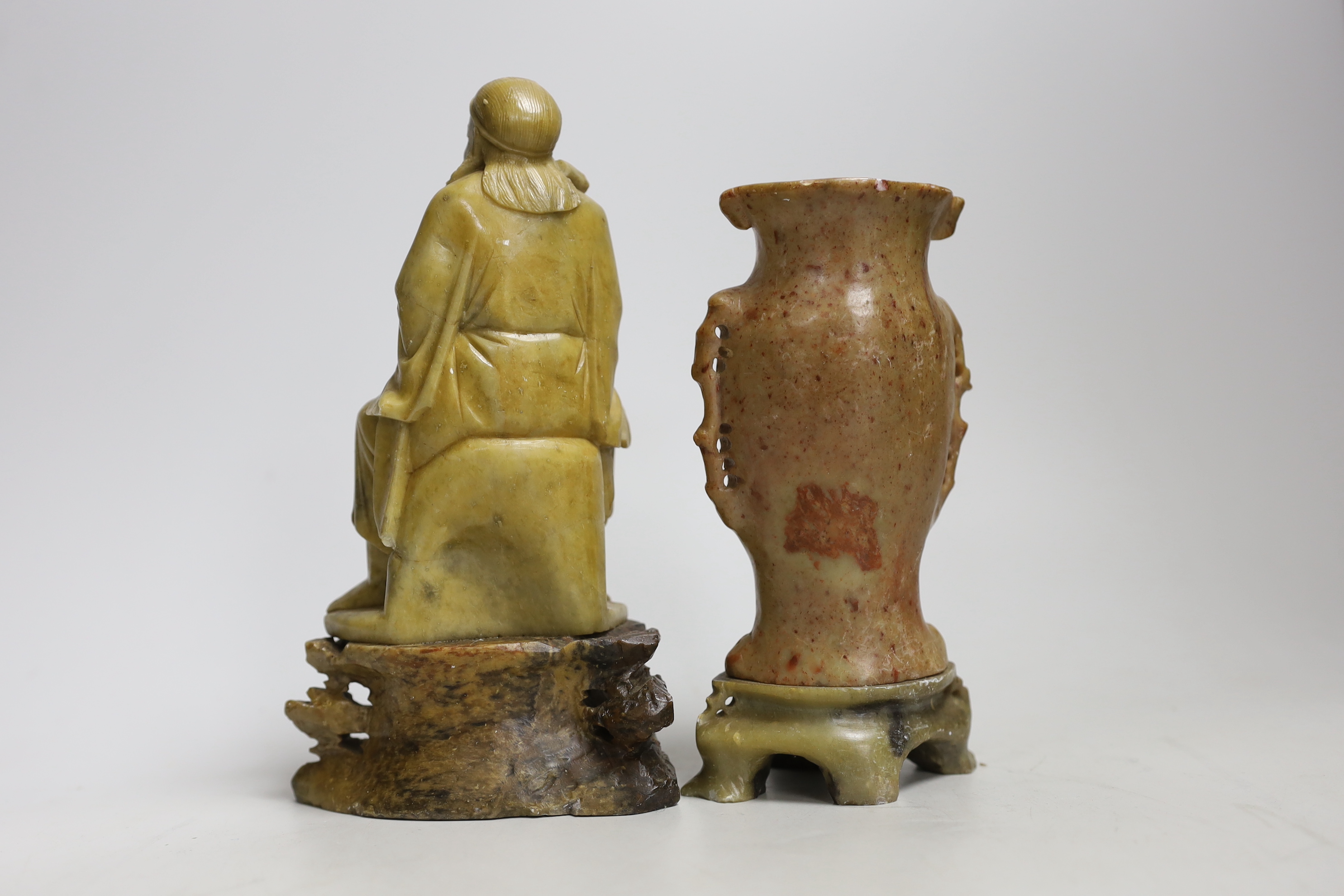 Two Chinese soapstone carvings, 19cm